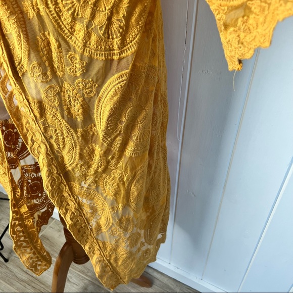 Umgee Mustard Yellow Embroidered Boho Duster - Picture 6 of 13